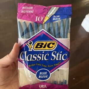 Bic 1994 Classic Stic Medium Pens Blue Pack With 10 Made In USA Vintage Sealed